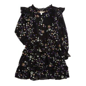 NWT Hannah Banana by Sara Sara Star Print Dress Girls Sz 7 Chiffon Ruffle Tiered